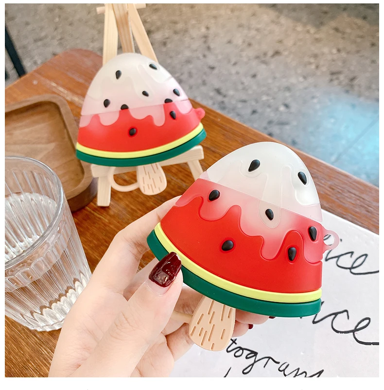 

Summer watermelon popsicle Ice Cream earphone protective Shell cases for airpods 1 2 pro wireless, Colorful