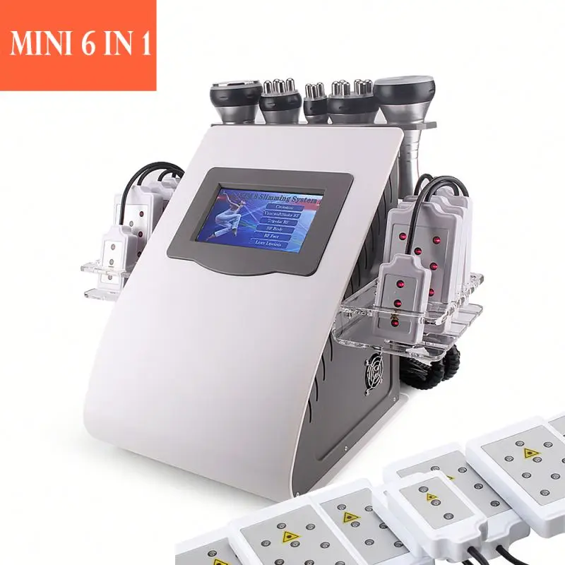 

6 In 1 Cavitation Machine White Cavitacion Rf Porttil 80K Fat Ultrasonic Body Slim Ultrasound Ems Slimming Massager Wei, White grey