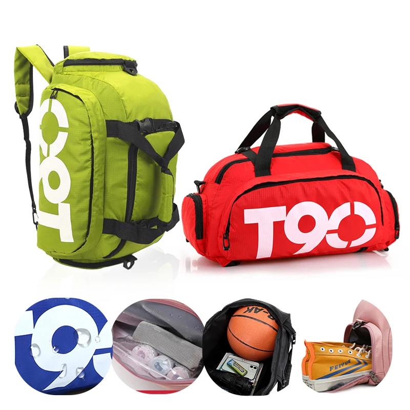 

T90 Custom Waterproof Duffle Basketball Football Training Fitness Gym Sports Bag Duffel Mens Travel Bags With Shoes Compartment