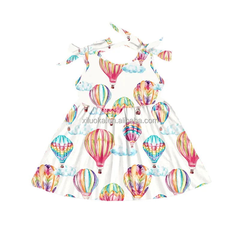 

Hot Sale Little Girls Summer Clothes Hot Air Balloon Print Kids Boutique Dresses