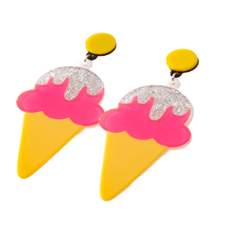 

Factory wholesale price fashion design cute ice cream shaped acrylic drop earrings for ladies party E267, Available