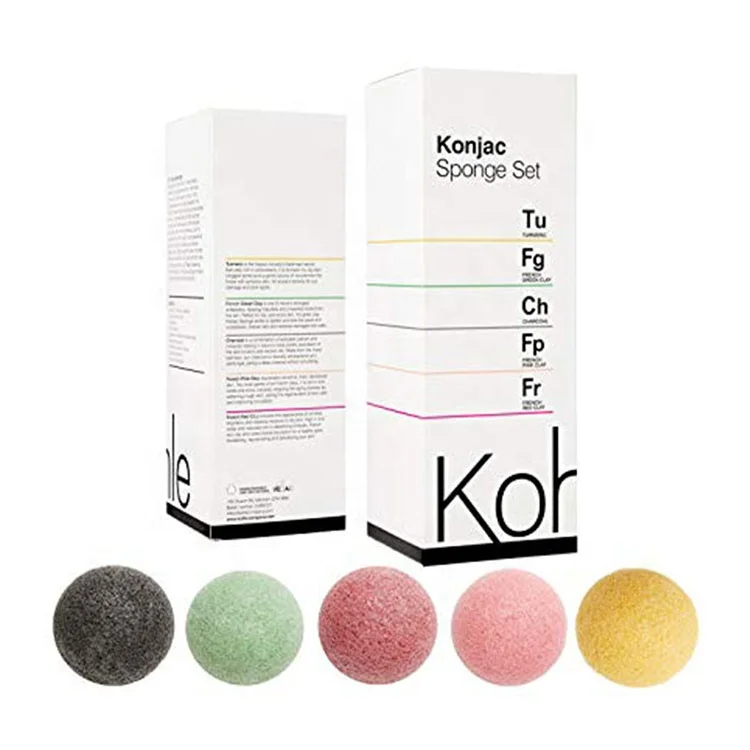 

Eco Friendly Organic Natural Konjac Face Sponge With Custom Box Private Label, Colorful