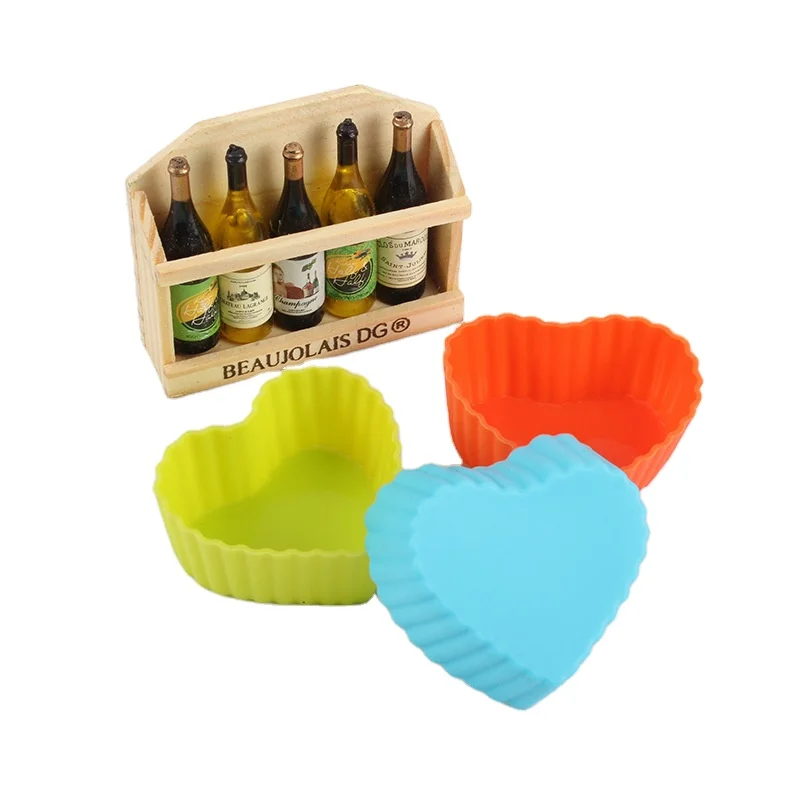 

New hot sales multicolor cake sweet cup heart shape environmental friendly silicone bread cake mold, Customized color