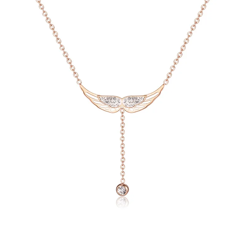 

2021 new rose gold pendant necklace angel wing necklace jewelry, Picture shows