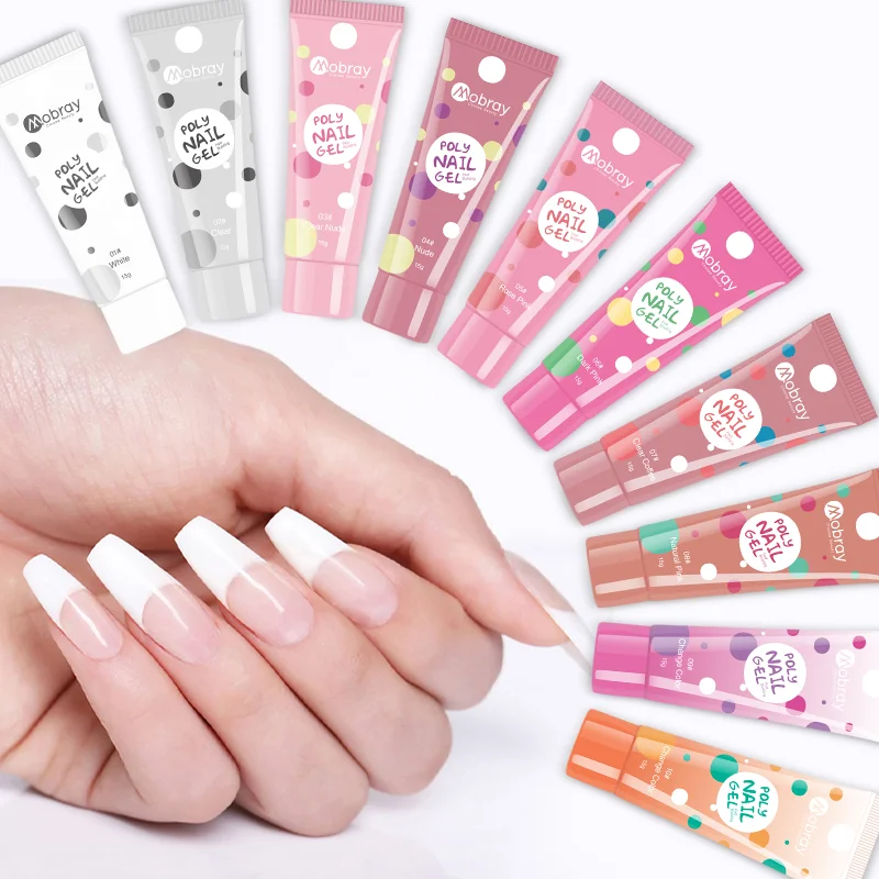 

Mobray Hot Sale 10 Colors Poly Gel 15g Nail Builder Extension Gel Polish Factory wholesale, Clear pink white coffee nude