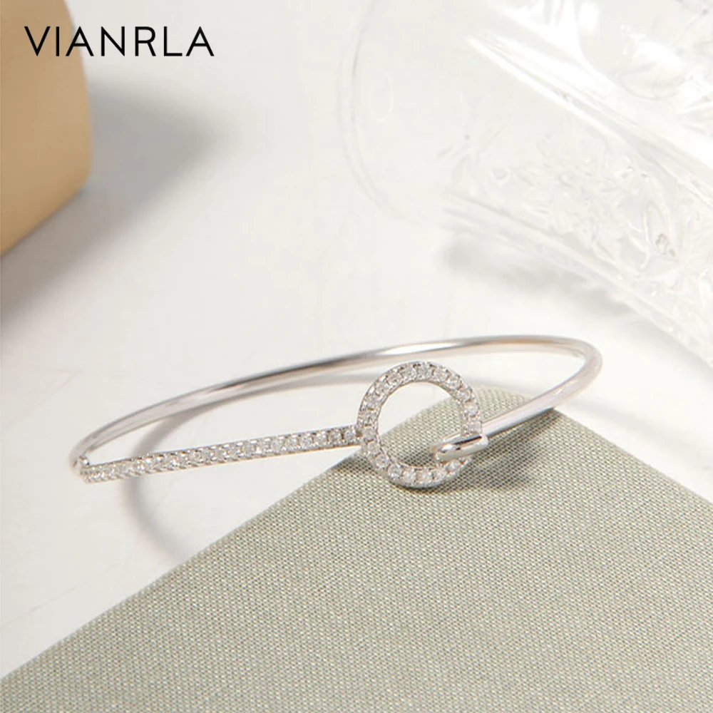 

VIANRLA 925 Sterling Silver White Zircon Bracelet Unique Design Minimalism Bangle Women Jewelry Gift Drop Shipping