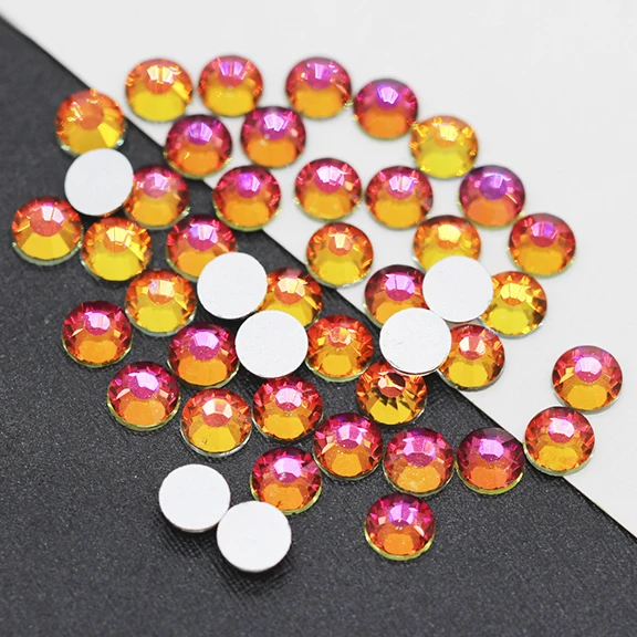 

wholesale 1440 pcs red volcano SS 10,12,16,20 Flat Back Rhinestones Cristal Strass For Garment Shoes Nails Art