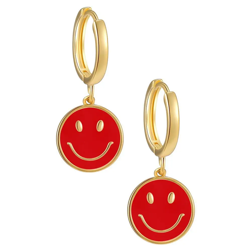 

Ins Hot Cute Smiling Face Earrings 18K Gold Color-preserving Jewelry Abstract Face Earrings