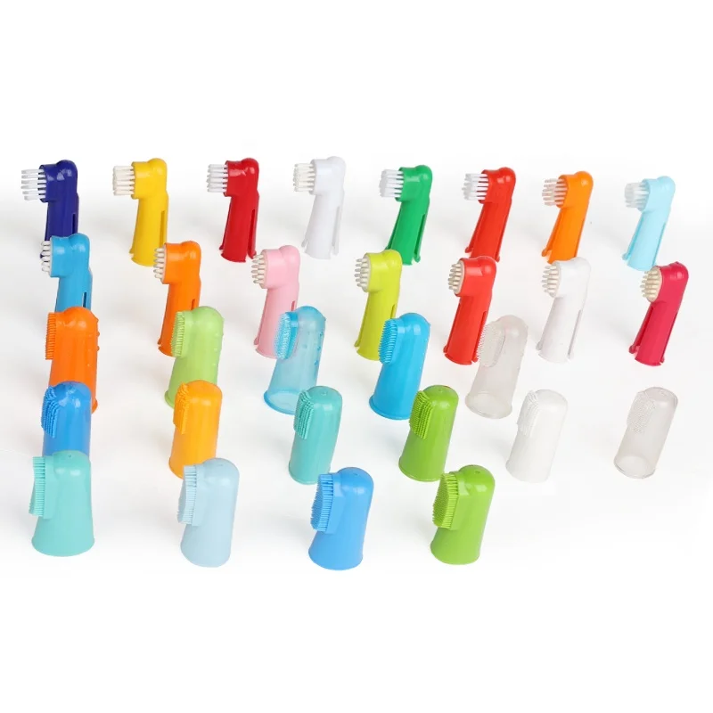 

Factory Wholesale Multicolor Pet Finger Brush Cat Dog Finger Toothbrush