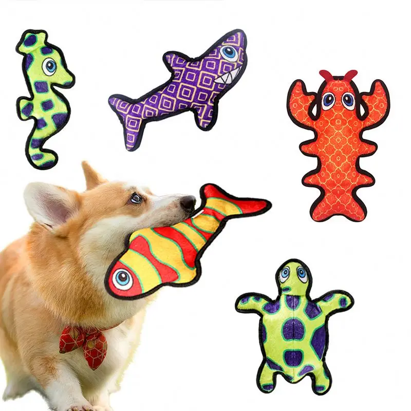 

Creative new pet cats dogs bite resistant clean teeth relieve boredom marine animal series sounding plush toys, Picture