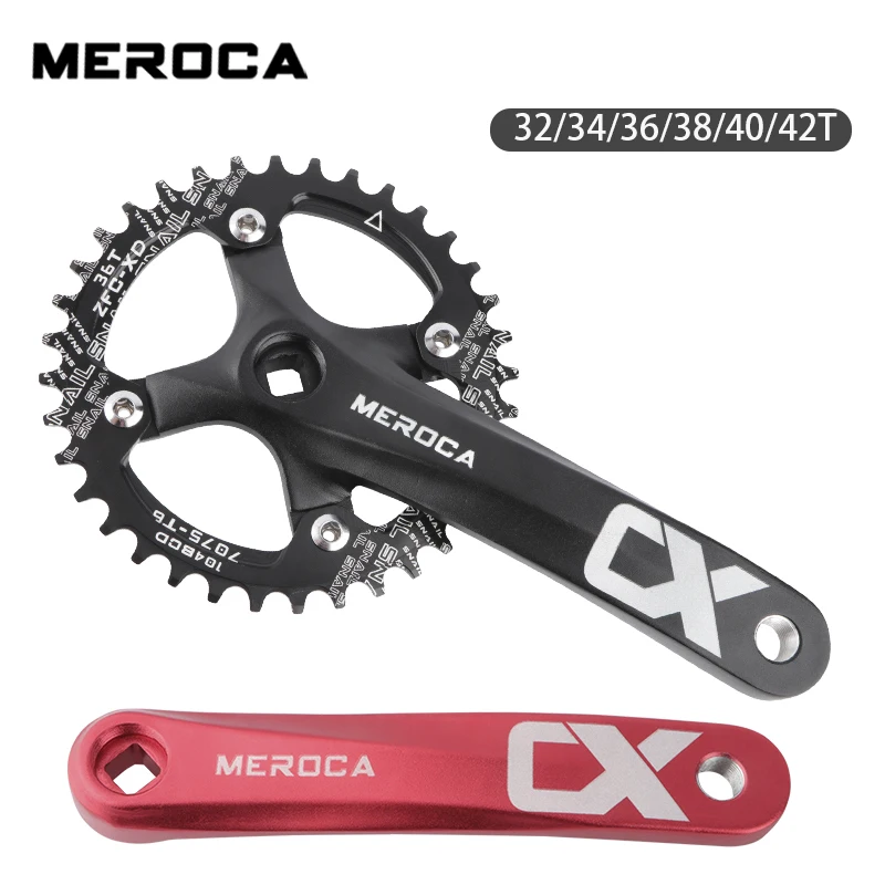

MEROCA Mountain Bike Square Hole Sprocket 104BCD 170mm MTB Crank 32/34/36/38/40/42T MTB Crankset Bicycle parts