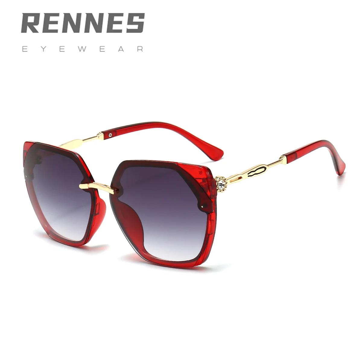 

RENNES Custom New Designer Sun glasses Big Metal Square Frame Frameless Sunglasses Lentes de sol