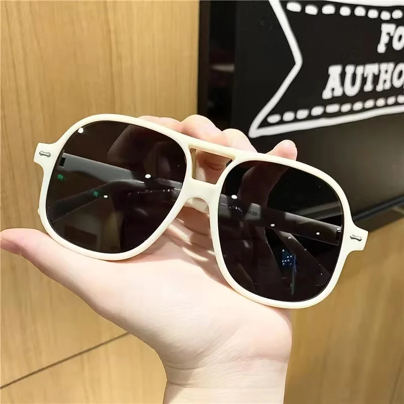 

ZN3368 Vintage new design oversize frame double bridge black sunglasses, As picture or custom colors