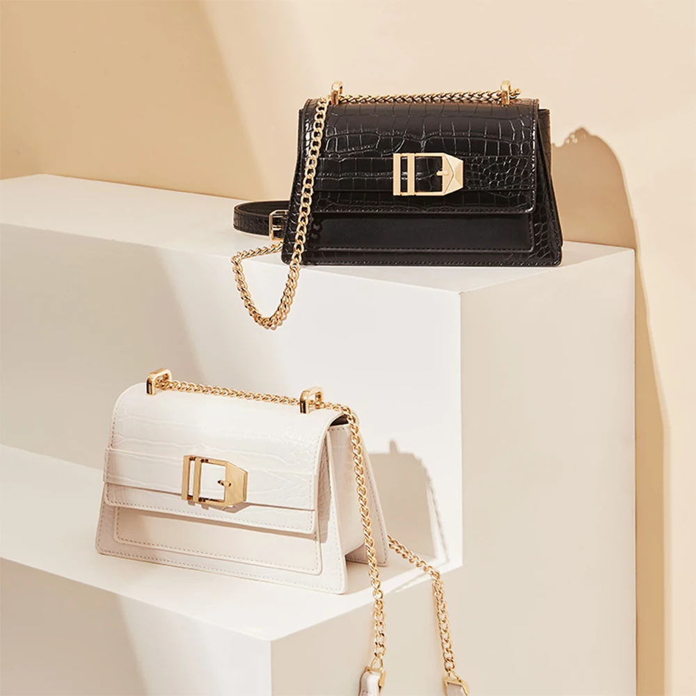 

High Quality Fashion Small Crocodile Pattern Women's Messenger Hand Bag, 2 colors in stock