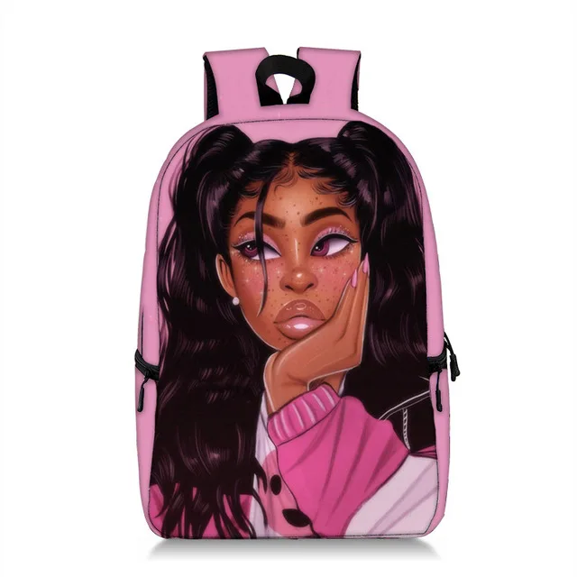 

Black Girl Full Print Bag Student Backpack Unisex School Bag All over Printed School Backpack Young People Travel Bags Laptop