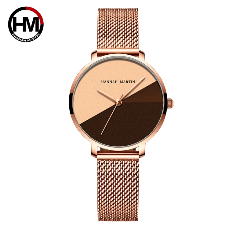 

HANNAH MARTIN HM-133 Waterproof Fashion Ladies Watches Custom Logo Rose Gold Watches Women Quartz Luxury Watch, 4 colors