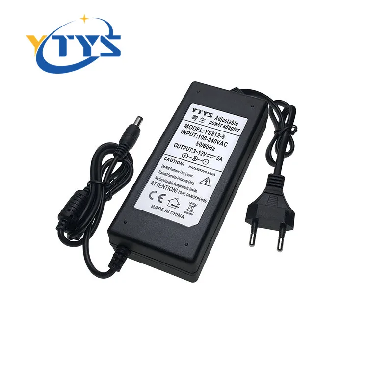 3-12V 5A Voltage Variable Adjustable AC/DC Power Supply Adapter DisplayJIC 