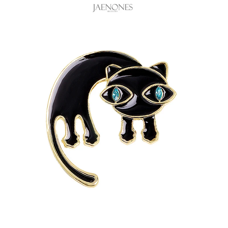 

JAENONES Hot Selling New Products Animal Designer Enamel Rhinestone Logo Brooch Cute Cat Brooch For Women