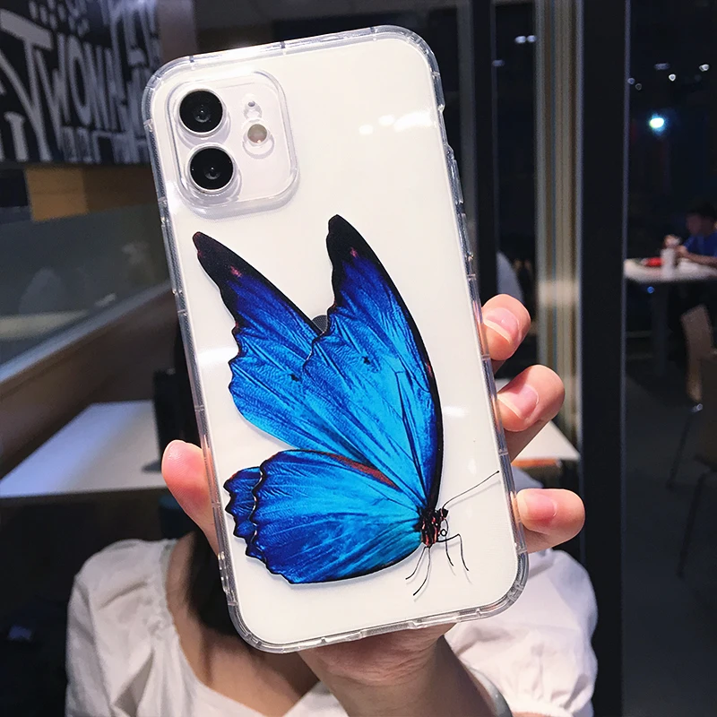 

Beautiful Blue Butterfly Phone Cover Shock-Proof Back Cover for iPhone 12 Pro