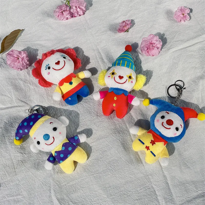 

Character clown creative cartoon circus doll cute key chain plush toy pendant bag grab machine stuffed sundrop moondrop dolls