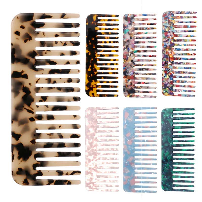 

cellulose acetate plastic beard comb Men Retro Oil Hair Hairdressing Comb Portable Wide Large Tooth Hairstyle Comb, Customized color