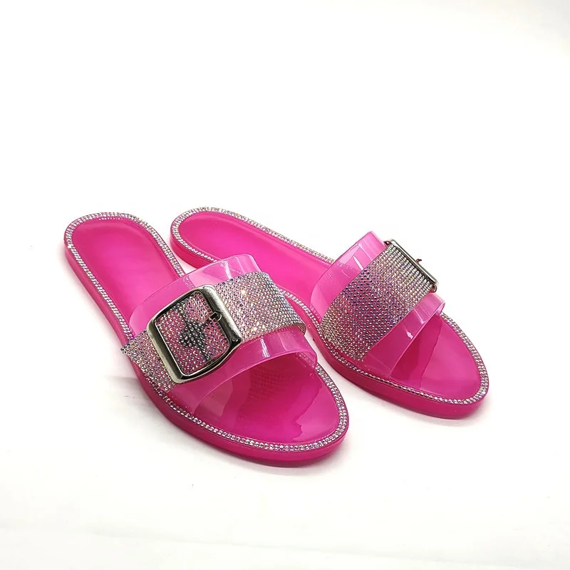 

New Women Slippers Summer Women Sandals Hand-made Rhinestone Jelly Sandals Ladies Outdoor Beach Sandals