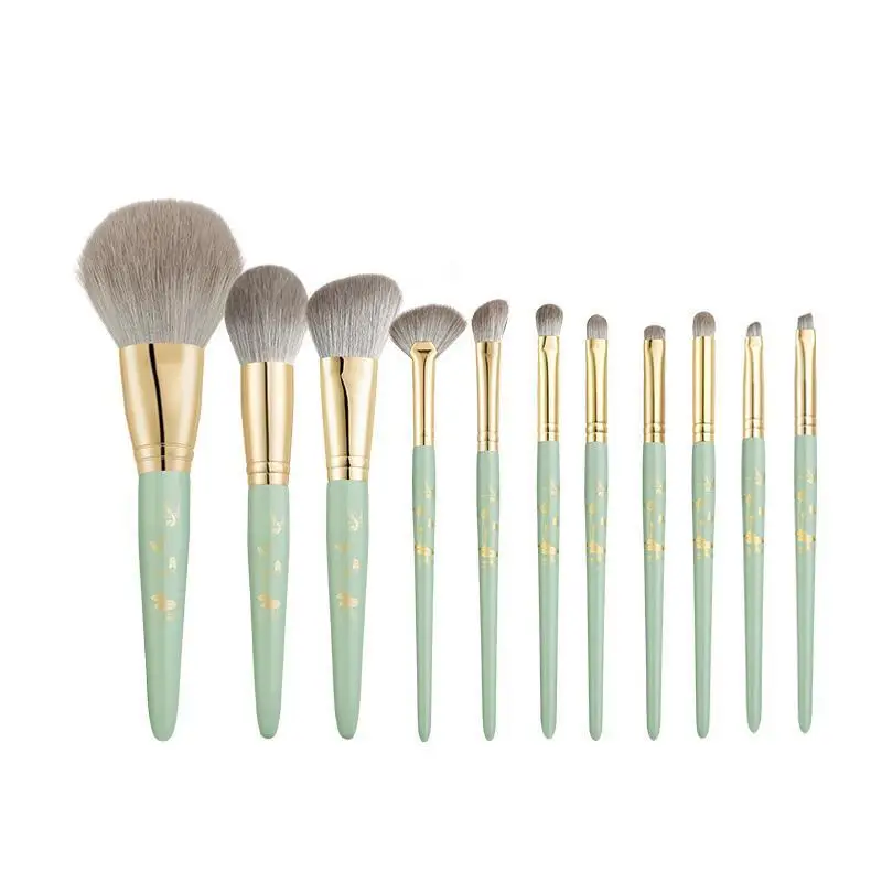 

Wholesale 5pcs Make Up Brushes Natural Goat Hair Matte Handle Makeup Brush Set, Green