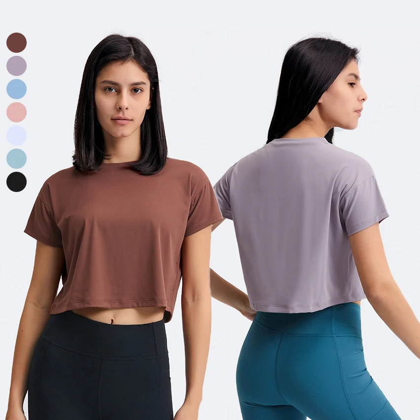 

Wholesale Blank Crop Top Tee Shirt Plain Short Tshirt Loose Cropped T shirts for Women