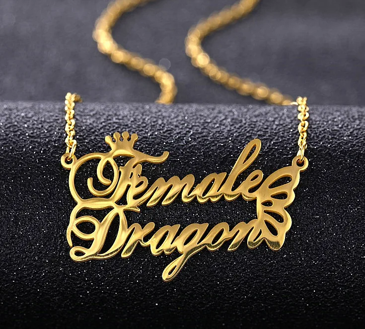 

Jewelry Personalized Font Pendant Necklaces Stainless Steel Gold Chain Custom Arabic Name Necklace Women Bridesmaid Gift