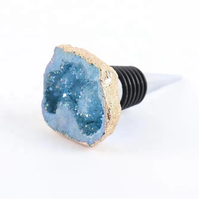 

Natural Crystal Personalized Design Gemstone Wine Bottle Stopper, Chrome