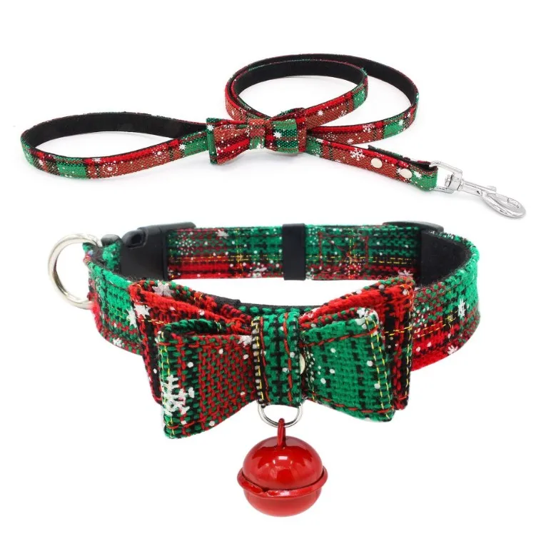 

Adjustable Safety Plaid Christmas Festival Bowknot Cat Collar Breakaway with Cute Bow Tie and Bell for Kitty, Picture shows