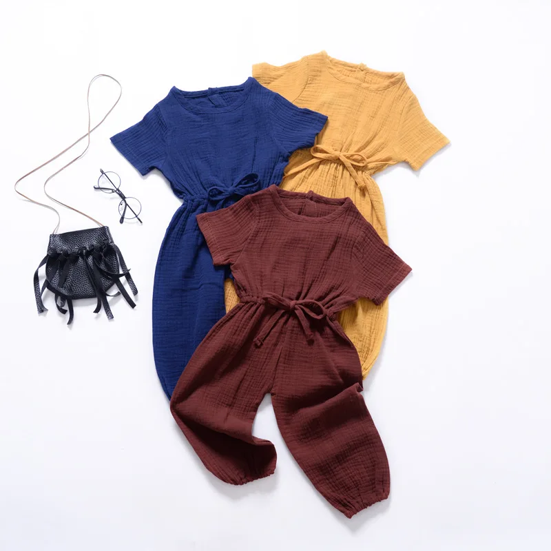 

Cotton Single Breasted Solid Color Children Baby Rompers