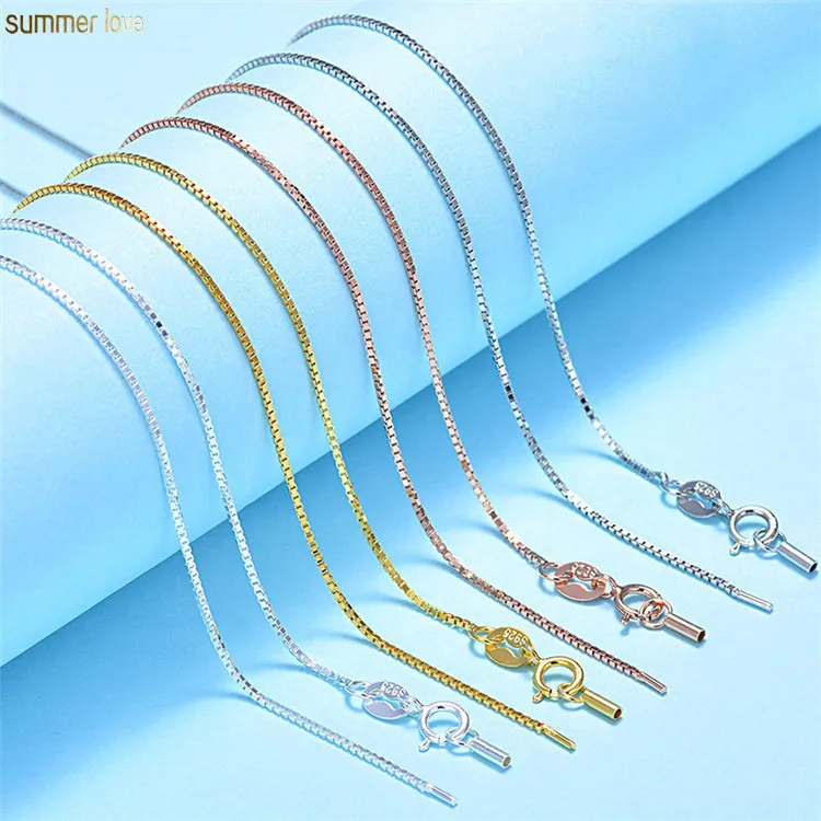 

18 Inch Hypoallergenic 0.65mm 925 Sterling Silver Gold Chain Wholesale Necklace Jewelry Making Accessories, Rose gold, silver, gold