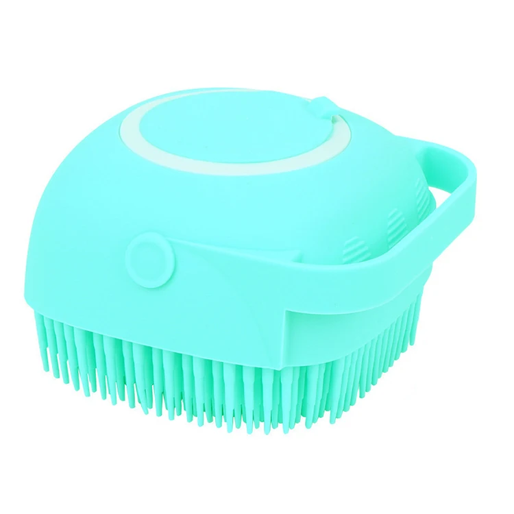 

Hair Washing Comb Shower Brush Back Exfoliating Bathing Build In Bath Brush With Soap Dispenser Handle, Yellow, blue, pink or custom color