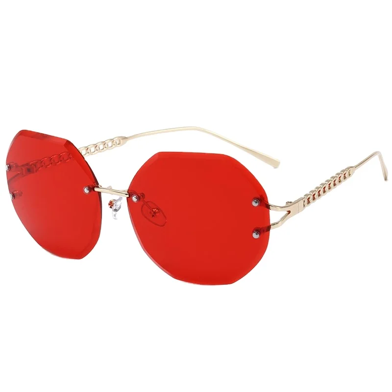 

[RTS] New Arrival Big Metal irregular rimless glasses 2020 new fashion Thick Lens sunglasses women wholesale