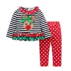 2pcs baby clothing sets cartoon t shirt tops dot pants children kids Christmas clothes