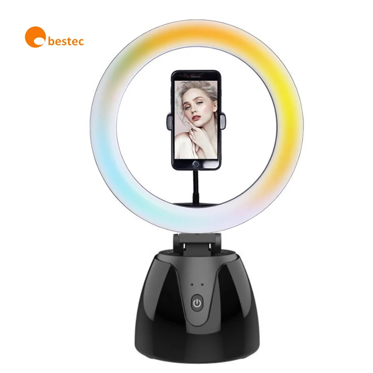 

Obestec Auto Face Tracking Photography Stabilizer 360 Degree Rotation Fill Light Led Smart Ring Light, Black