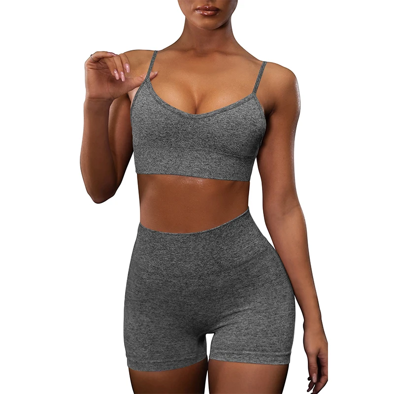 

Ready to ship Yoga Outfit for Women Seamless 2 Piece Workout Gym High Waist Leggings with Sport Bra Set