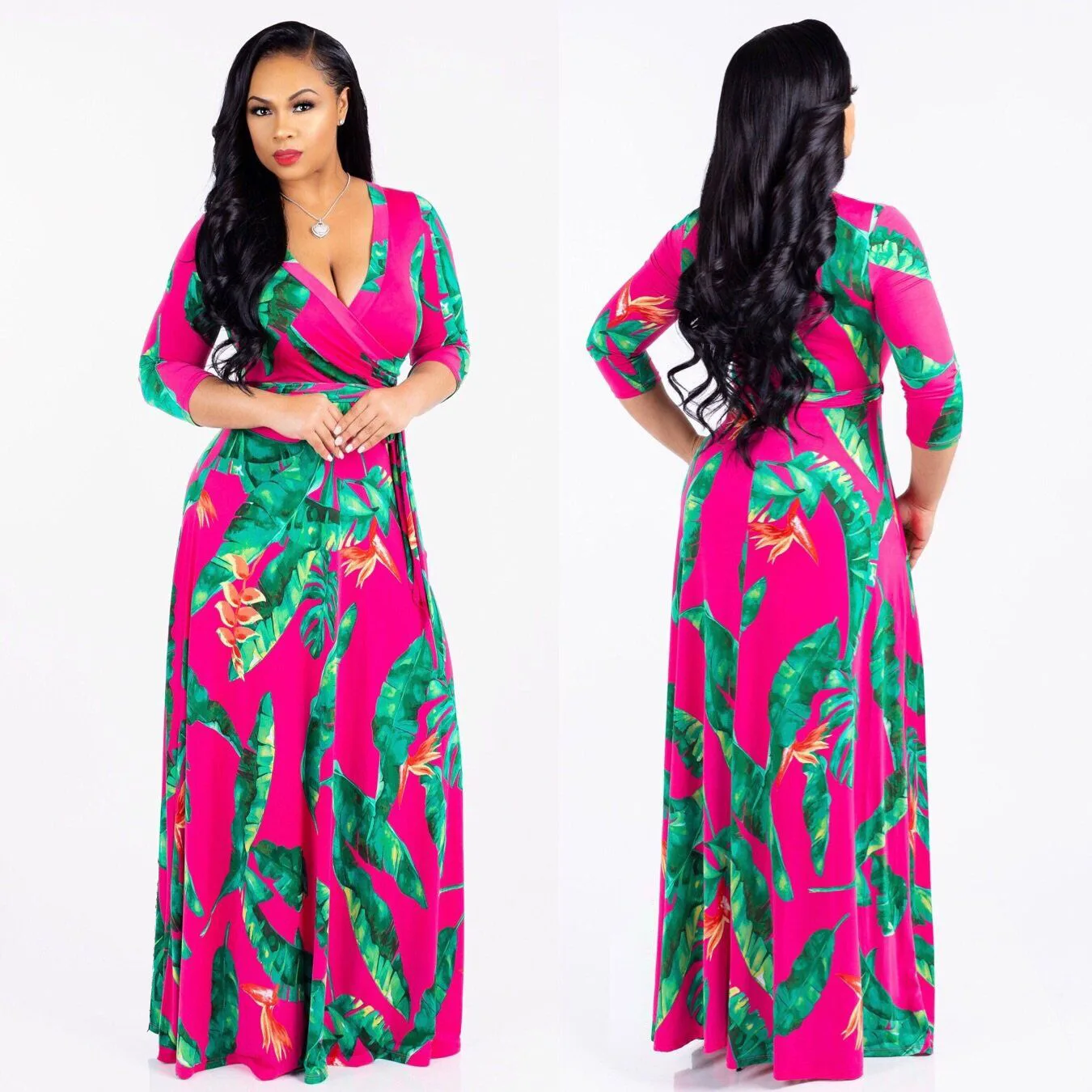 

Women 2020 New Arrivals Plus Size Casual Dresses Woman Long Sleeve Maxi Long Floral African Dress Clothing Wholesale