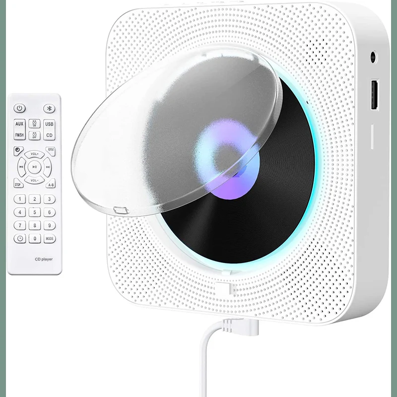 

High quality mini portable BT cd player with speaker earphone, White