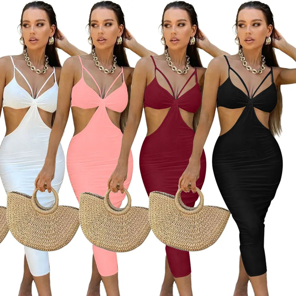 

2021 long bodycon dresses for women lady elegant fashion summer midi dresses