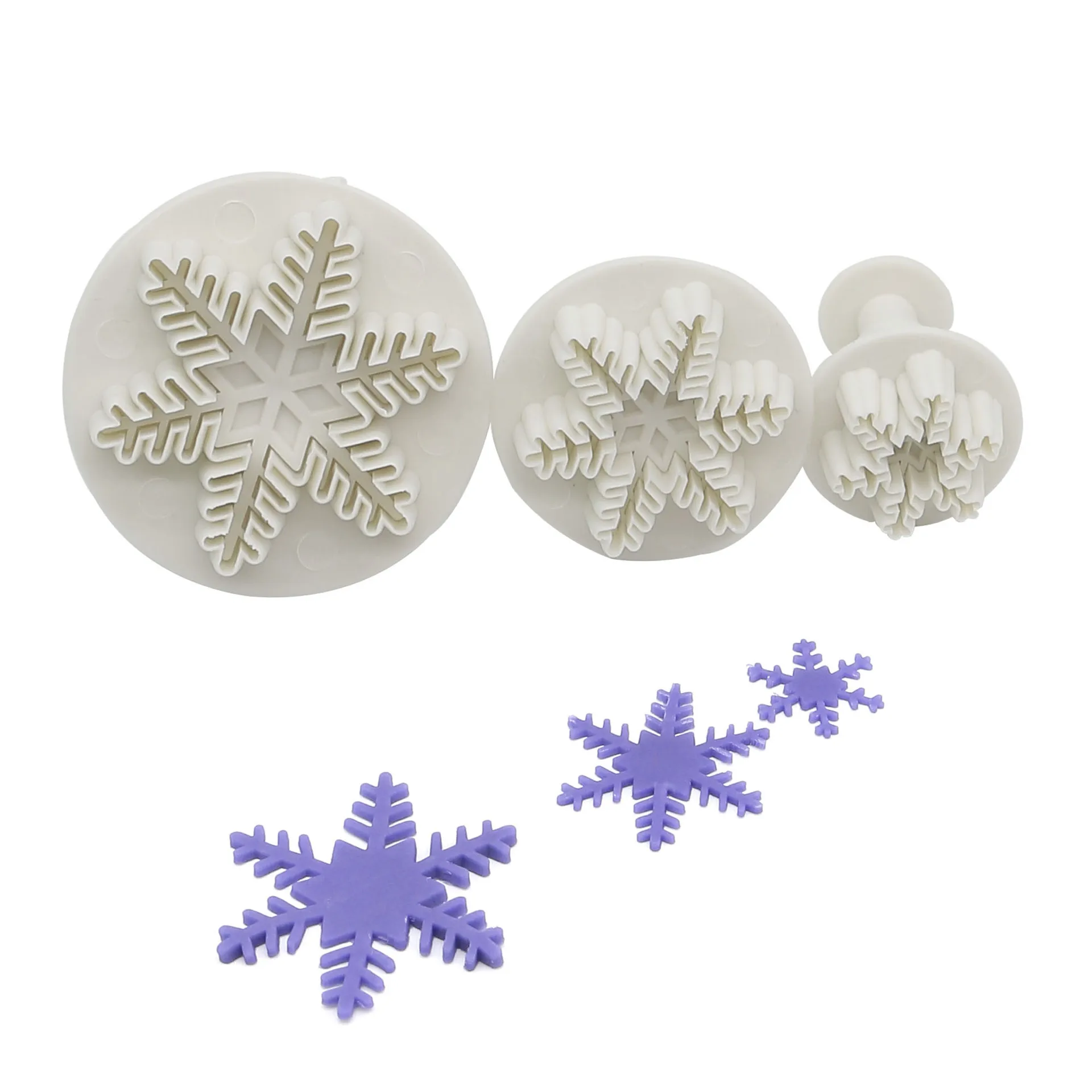 

Hot Cake Molds 3pcs/Set Christmas Snowflake Baking Cake Decorating Tools, White