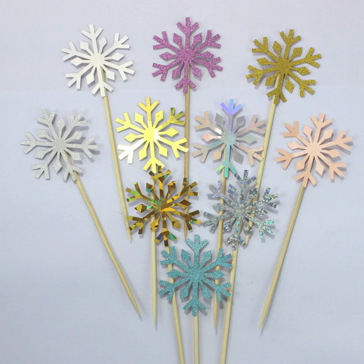 

Ychon Glitter Snowflake Cupcake Toppers Picks Gold cake Topper for Birthday Christmas Party Cake Decorations