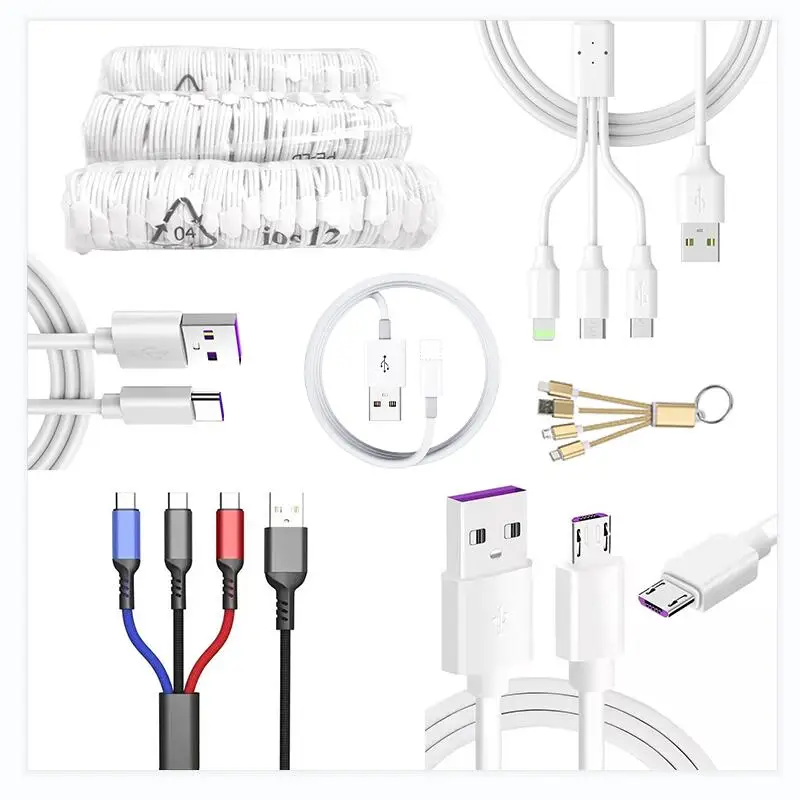 

Wholesale Portable Mobile Phone Chargers data line Type C Micro Cable Fast Charging Usb Cable Data Cables Charger For Iphone, White /black /red /purple