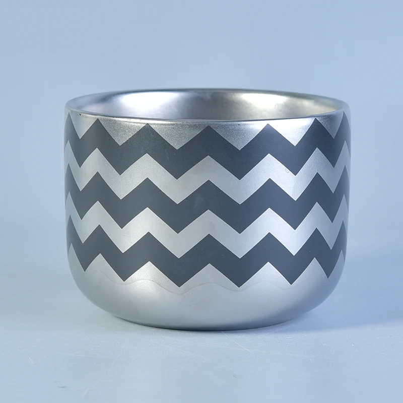 Customized Silver Ceramic Candle Jar With Printing