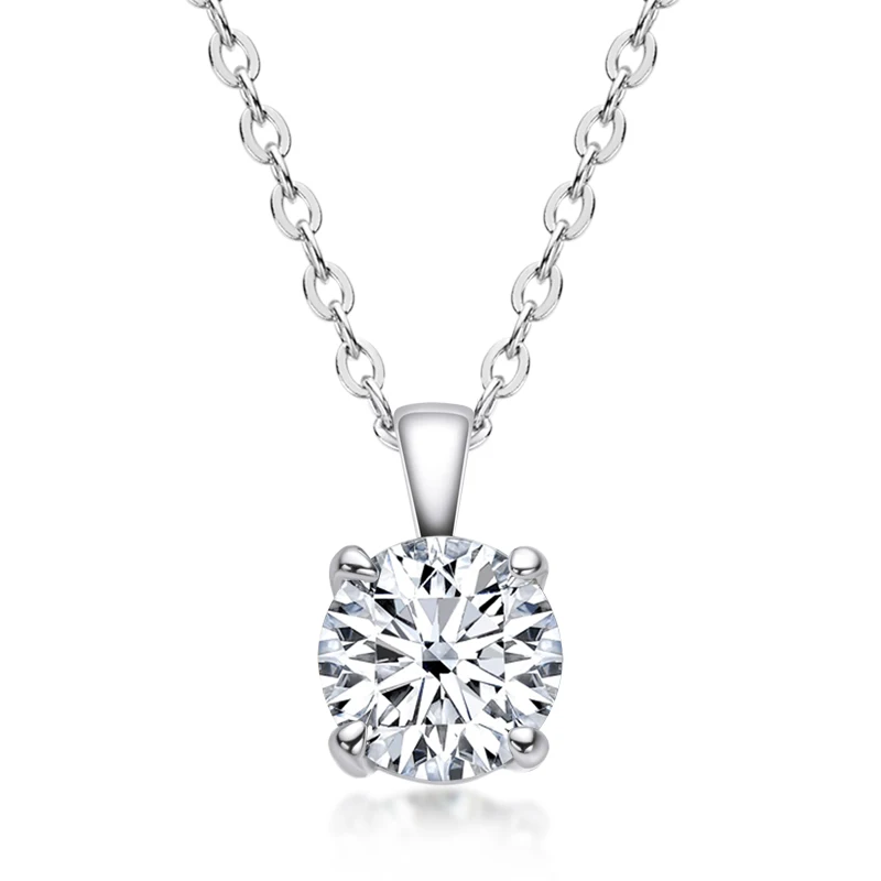 

1 Carat Moissanite Sterling Silver 925 Choker 14k Gold Moissanite Diamond Pendant Necklace Wedding Engagement