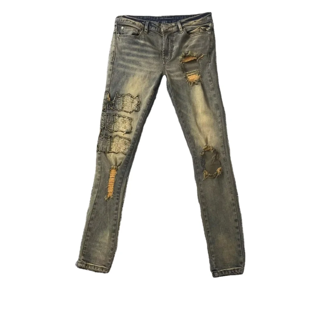 DENIMGUYS American Street Style Mens Vintage Washed Ripped Distressed Stretch Men Denim Jeans Pants