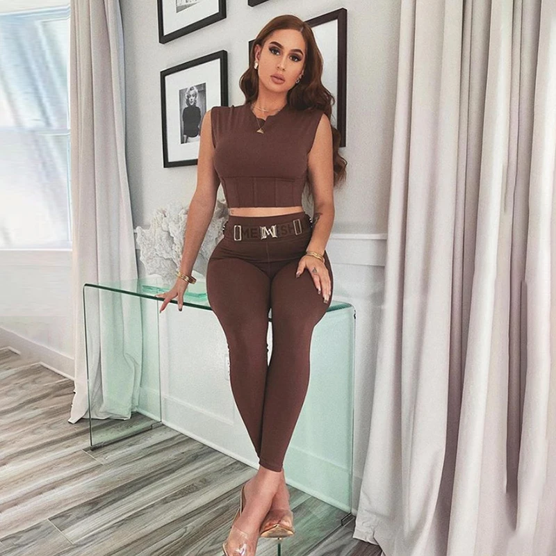 

2021 New Fashion Solid Color Sleeveless Tight High Waist Breathable Sexy Yoga Fitness Suit, As picture