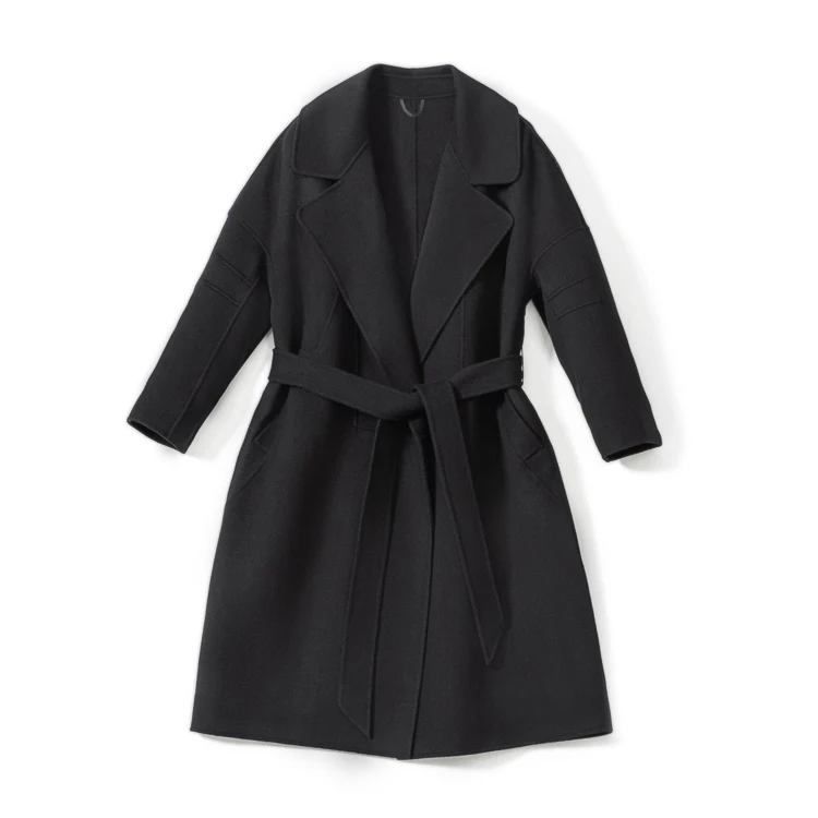 

Handmade Double Sided 100% Wool Overcoat Warm Winter Women Coat With Belt
