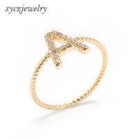 

Wholesale 2019 hot fashion letter ring cubic zirconia jewelry 18k gold jewelry gold ring